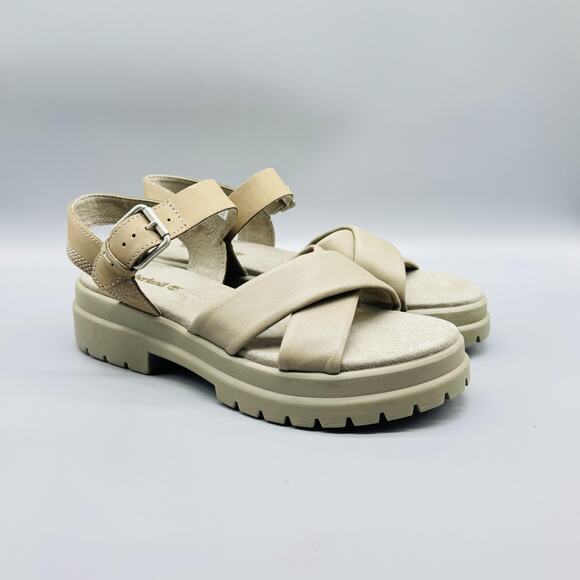 Timberland Sandals Womens 9 Green Leather Slingback Platform London Vibe Buckle - Picture 2 of 11